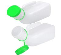 Lot de 2 urinoirs for hommes avec couvercle phosphorescent dans le noir, bouteille d'urinoir for homme 1 000 ml bouchon à vis anti-déversement vert for les voyages et la collecte d'urine(Green2PACK)
