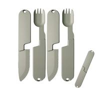 Lot de 2 ustensiles de camping magnétiques 2 en 1 réutilisables pour barbecue extérieur, fourchette et cuillère amovibles, vaisselle pratique pour voyage, randonnée, nature sauvage (Lot de 2)