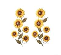 Lot de 2 œuvres d'art murales en métal tournesol pour espaces intérieurs et extérieurs y compris les porches, cours, terrasses, clôtures et jardins