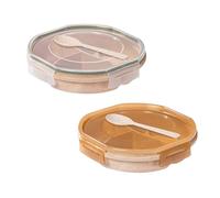 Lot de 2 Vaisselle Micro Ondes, Assiette a Micro Ondes, Boîtes de Conservation, Boîte a Micro-Ondes, avec 3 Compartiments et Couvercles, Cuillère, Utilisable Comme Boîte de