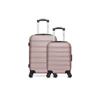 - lot de 2 - valise grand format et valise cabine xxs renoso - rose dore