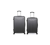 american travel - lot de 2 - valise grand format et valise weekend brooklyn - gris fonce gris fonce