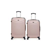 - lot de 2 - valise grand format et valise weekend congo - rose dore
