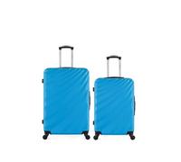 wave paris - lot de 2 - valise grand format et valise weekend danube - bleu bleu