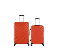 wave paris - lot de 2 - valise grand format et valise weekend danube - orange orange