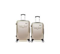 - lot de 2 - valise grand format et valise weekend dc - beige