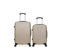 Valise weekend et cabine - HERO - LAGOS - Lot de 2 - Beige - Coque rigide ABS - 4 roulettes 360°