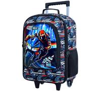 Lot de 2 valises à roulettes pour filles et garçons, valises licorne dinosaure avec sac à dos pour enfant de 30,5 cm, Moto Noir