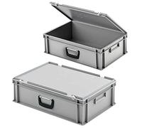 Lot de 2 valises empilables en polypropylène Gris 600 x 400 x 185 mm