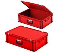 Lot de 2 valises empilables en polypropylène Rouge 600 x 400 x 185 mm