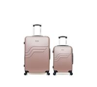 - lot de 2 - valises grand format et cabine queens - rose dore