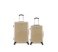 - lot de 2 - valises grand format et weekend detroit - beige