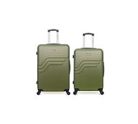 Lot de 2 valisess rigides grand format 75cm et valise weekend 65cm queens - kaki