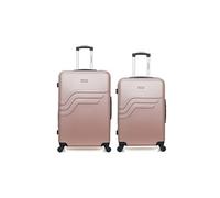 Lot de 2 valisess rigides grand format 75cm et valise weekend 65cm queens - rose dore