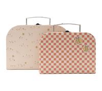Jollein Valisettes Pretty Picnic – Lot de 2, carton, poignée et fermeture, motif fleurs