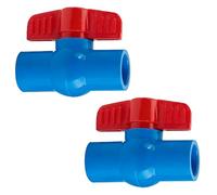 Lot de 2 valves à boisseau sphérique 63 mm avec poignée en T pour contrôle du débit d'eau en PVC pour spa, piscine, aquarium, irrigation de jardin - Bleu