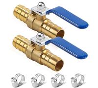 Lot de 2 valves à boisseau sphérique en laiton de 19 mm avec 4 pinces pour contrôler l'air, l'eau, l'huile, le carburant, le gaz