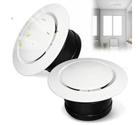 Lot de 2 valves d’aération réglables 100 mm, grilles d’aération rondes blanches, couvercle d’aération pour cuisine, salle de bain et cheminée