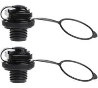 Lot de 2 valves d'air noires gonflables pour kayak - Bouchons d'air en spirale de rechange pour radeau, canoë, matelas gonflable, gants de bateau, kayak