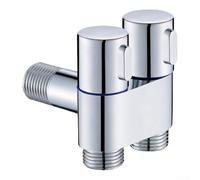 Lot de 2 valves d'angle à deux voies en alliage de zinc robuste pour bidet et systèmes de pulvérisation de toilettes avec régulation du débit indépendante Argenté