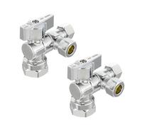 Lot de 2 valves d'arrêt à angle fendu Foskan - Valve d'arrêt 1/4 de tour - FIP 1,27 cm x 0,95 cm OD x 0,95 cm - Laiton plaqué chrome