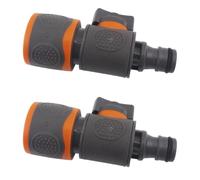 Lot de 2 valves d'arrêt de tuyau à libération rapide - Connecteur professionnel de tuyau de valve - Raccord d'extension de joint de raccordement - Adaptateur pour tuyau d'arrosage de jardin, lavage de