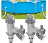 Lot de 2 valves de piscine Plus pour piscine hors-sol | Accessoires 2 en 1 pour piscine à piston | Raccord de piscine pour piscine Intex/Bestway/Coleman | Vanne d'arrêt pour tuyau de piscine 32/38 mm