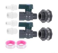 Lot de 2 valves de réservoir de pluie en plastique avec raccord de cloison de 86,4 cm et robinet à boisseau sphérique résistant aux fuites pour systèmes de récolte d'eau