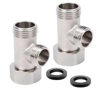 Lot de 2 valves en T à 3 voies en laiton - 3/8" x 3/8" x 9/16" - Raccord d'eau 3/8" droit et 9/16" latéral - Pour réservoir de WC, machine à laver, robinet de douche