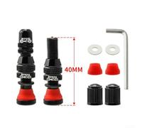 Lot de 2 valves sans chambre à air en alliage d'aluminium de 40 mm pour roues de vélo avec kit d'accessoires et clé à joint (noir)