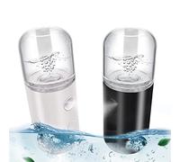 Lot de 2 vaporisateurs faciaux portables, mini brumisateur pour hydratation du visage, nano brumisateur pour extensions de cils avec réservoir d'eau de vissage de grande capacité de 30 ml (noir/blanc)