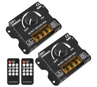 Lot de 2 variateurs LED DC 12 V 24 V pour bandes LED, 30 A, variateur PWM LED avec télécommande, bouton d'intensité pour régler la luminosité, régulateur de luminosité pour bande lumineuse