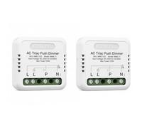 Lot de 2 variateurs Push AC TRIAC 150 W, coupe de phase 220 V, avec bouton référence à phase ou neutre, réglable de 10 à 100 %, synchronisable, mémoire, à encastrer et barre DIN, pour LED à intensité