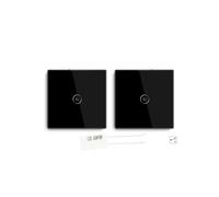 Lot de 2 variateurs tactiles à LED, 1 interrupteur, voies, intensité variable, panneau en cristal, rétroéclairage foncé for escaliers(Black)