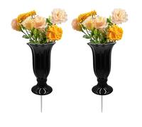 Lot de 2 Vase de Cimetière avec Pointe Métallique pour Décoration de Tombes - Vase Céramique Élégant pour Stèles Commémoratives - Ornement Intemporel pour Jardin et Pelouse