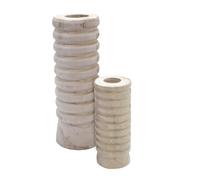 Lot de 2 vases à fleurs, en bois, de forme bombée, 1 x 18 cm et 28 cm, en bois naturel, décoration de table et de fenêtre, pour plantes artificielles et herbe de la pampa
