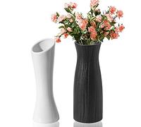 Lot de 2 Vases Céramique Noir - Grand Vase Décoratif 21 cm pour Fleurs, Pampa, Fleurs Séchées - Décoration de Table Moderne pour Mariage