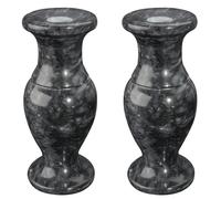 Lot de 2 vases de cimetière en marbre naturel avec trous de drainage pour table de maison, fleurs de cimetière, décorations funéraires (noir, 2 pièces)