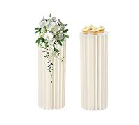 Lot de 2 vases en carton pour mariage - Support de fleurs pliable - Colonne décorative - Blanc - Support cylindrique pour mariage, fiançailles, anniversaire, décoration de table - 80 cm