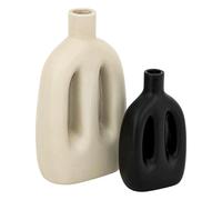 Lot de 2 Vases "Inuit Dreams" 20cm Beige & Noir