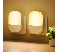 [Lot de 2] Veilleuse avec Capteur de Crépuscule, 5 Niveaux de Luminosité Réglable, ON/OFF/AUTO Modes, 3000K Blanche Chaude Veilleuse pour Couloirs, Chambres, Cuisines, Salons, Salles de Bain, 0,3W