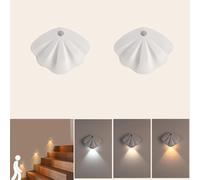 Lot De 2 Veilleuses À Détecteur De Mouvement Rechargeables, Lumières D'escalier D'intérieur Avec 3 Modes De Couleur, Aimant Autocollant, Applique Murale Sans Fil Pour Chambre À Coucher, Couloir