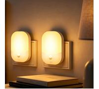 Lot de 2 Veilleuses Enfant à Prise Murale,5 Intensités Lumineuses, 3 Modes, Lumière Blanc Chaud,pour Chambre, Escalier, Cuisine 0,3W