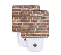 Lot de 2 veilleuses LED à brancher sur le mur de briques anciennes - Veilleuse à capteur crépusculaire à l'aube - Veilleuse marche/arrêt automatique - Veilleuse murale pour chambre d'adultes et
