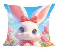 Lot de 2 Velours Housses de Coussins, 40x40cm, Velours Doux Canapé Coussin, Lapin à NœUd Papillon, Cushion Covers Double Face pour Canapé, pour Salon, Bedding Salle à ou Décoration D'Intérieur ZY4X292