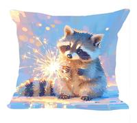 Lot de 2 Velours Housses de Coussins, 45x45cm, Velours Doux Canapé Coussin, Feu d'artifice Raton Laveur, Cushion Covers Double Face, pour Salon, Bedding Salle à ou Décoration D'Intérieur ZY4X-357