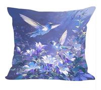 Lot de 2 Velours Housses de Coussins, 45x45cm, Velours Doux Canapé Coussin, Fleurs d'oiseaux à Bec Pointu, Cushion Covers Double Face, pour Salon, Bedding Salle à ou Décoration D'Intérieur ZY4X-379