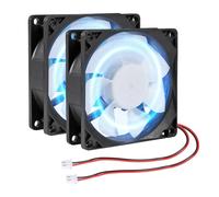 Lot de 2 ventilateurs 80 x 80 x 25 mm 80 mm / 3,15 pouces pour ventilateur CC 5 V 80 x 80 x 25 mm 2 broches 8025 LED bleues refroidissement sans balais DC 8 cm pour boîtier PC