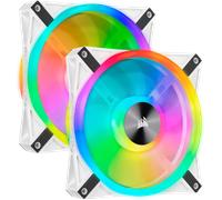 Corsair Ventilateur PC 140 mm QL140 RGB – Blanc, Pack double + Lighting Node CORE (CO-9050106-WW)