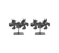 Lot de 2 ventilateurs de cheminée fonctionnant à la chaleur avec double moteur en aluminium multifonction Noir